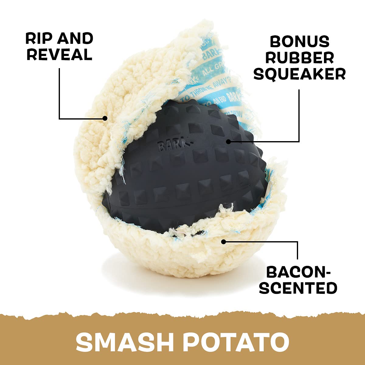 Barkbox Super Chewer Tough Dog Chew Toys For Aggressive Chewers, Plush 2 Toys In 1 (Potato - Large)