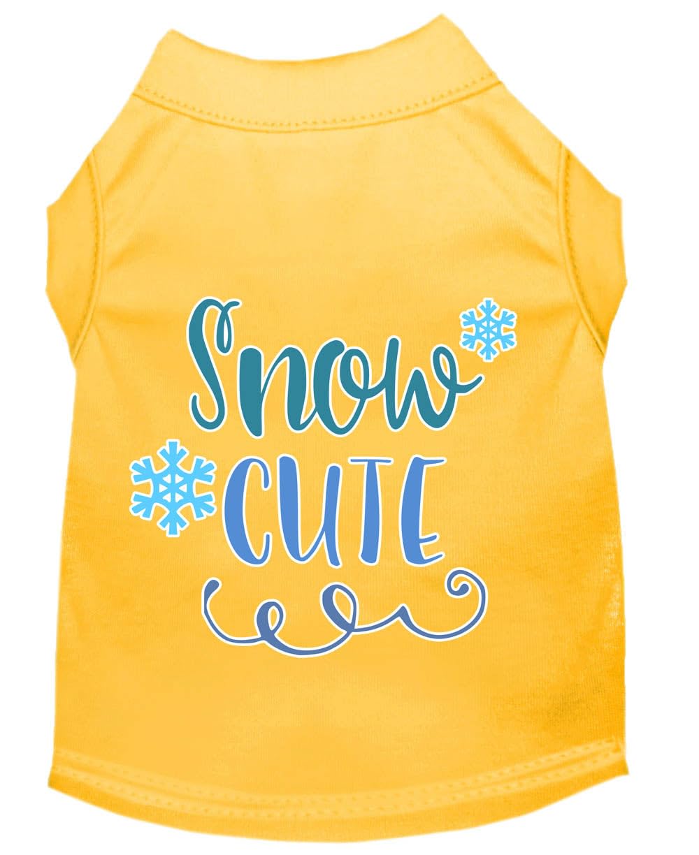 Christmas Pet Dog & Cat Shirt Screen Printed, "Snow Cute" Yellow 3XL (25-35 lbs.)