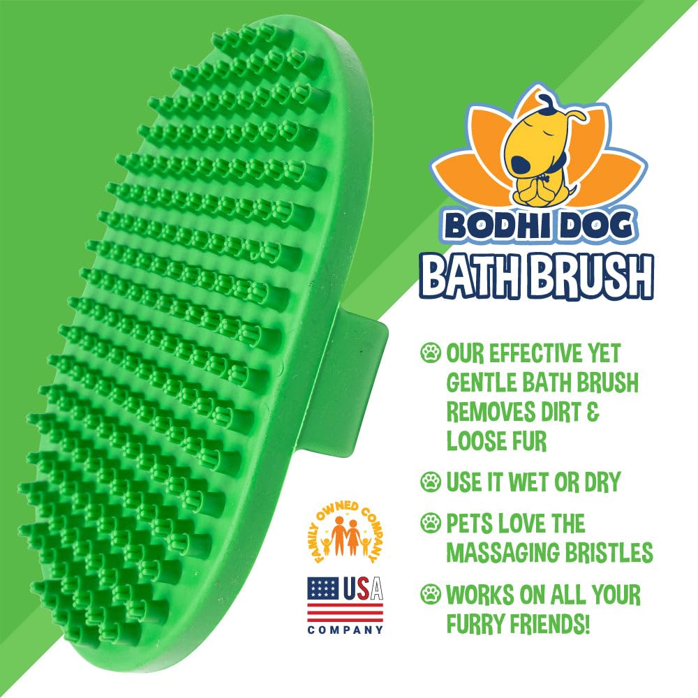 Bodhi Dog & Cat Grooming And Bath Brush, Green, Oblong, Rubber, Waterproof, For Short Hair, Massaging, Shower Supplies, 1 Count