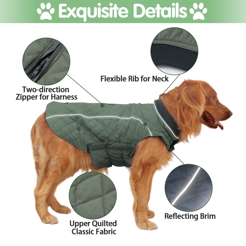 Emust British Style Windproof Warm Dog Coat, Polyester, Green, X-Small(Pack Of 1)