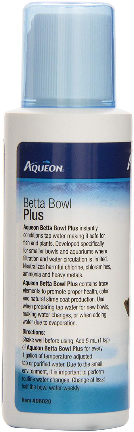 Aqueon 4 Pack of Betta Bowl Plus Water Conditioner & Dechlorinator, 4 Fluid Ounces Each4