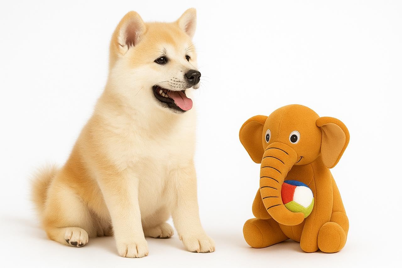 WAGGYTAILS Elephant Plush Dog Toy with MultiColoured Ball (Royal Brown)  Soft Chew Highend Toy for Dogs  Extra Large,Durable