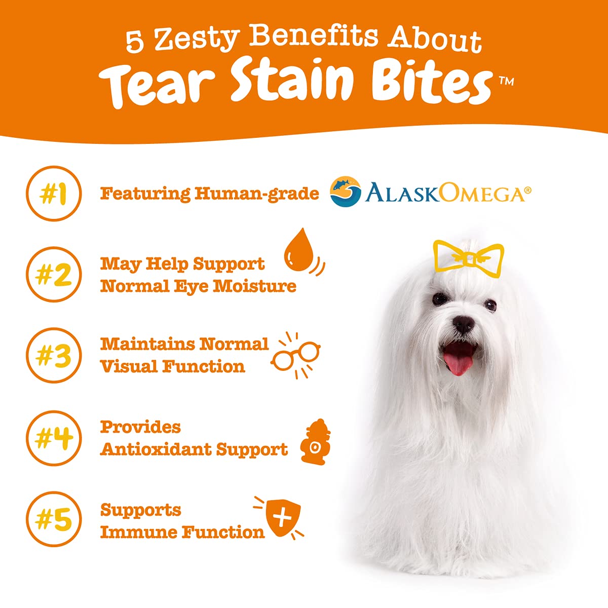 Zesty Paws Tear Stain Support Soft Chews for Dogs - for Eye Moisture + Vision & Immune Support - Functional Supplements with Fis