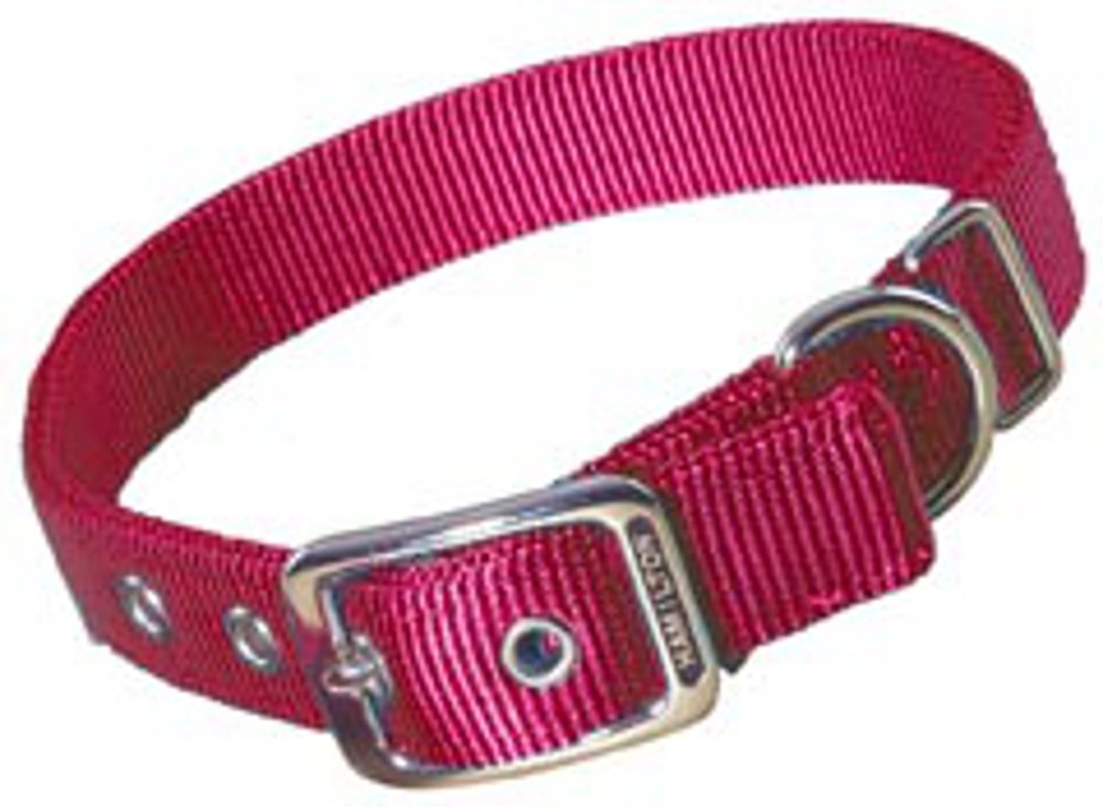 Hamilton Double Thick Nylon Deluxe Dog Collar, 1-Inch by 32-Inch, Red