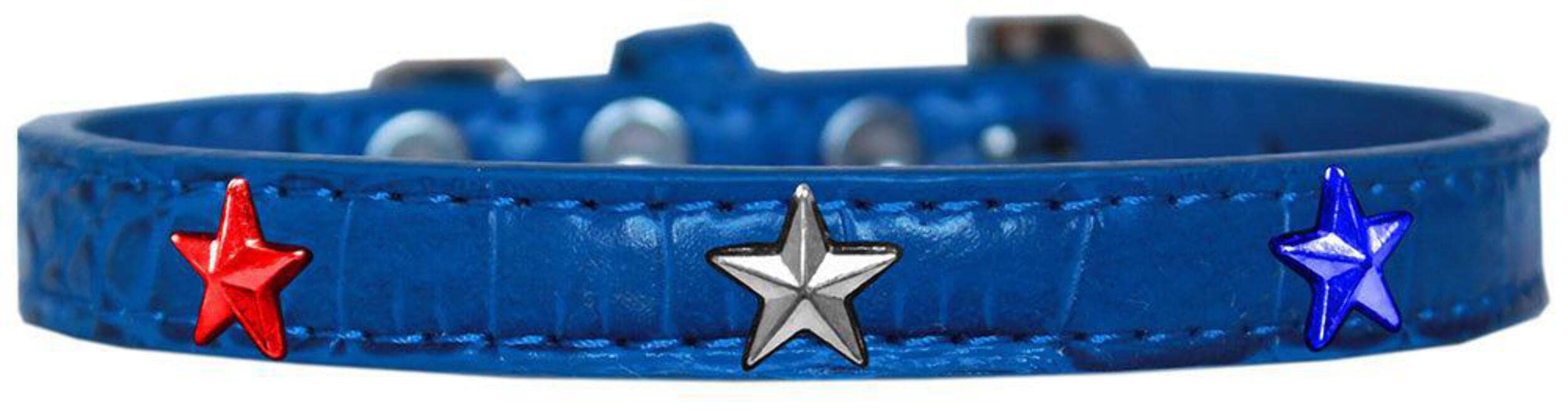 Dog, Puppy and Pet Designer Croc Widget Collar, "Red, White & Blue Stars" Red 20