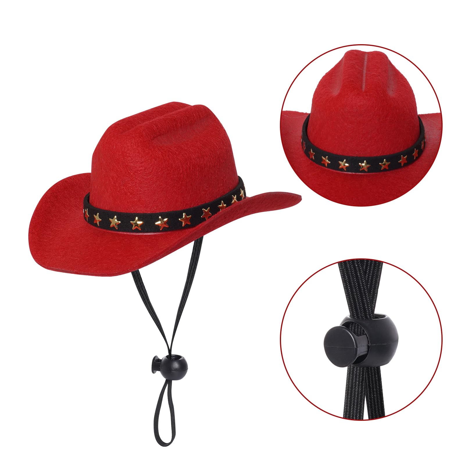 Choyaxo Pet Cowboy Costume Cosplay Cap Halloween Costumes For Dogs Cat Pet Party Decoration Mini Cowboy Hat (Red, Small)