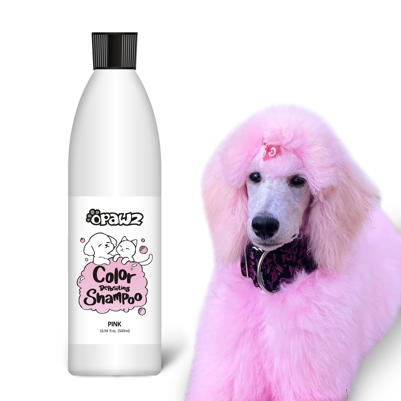 OPAWZ Color Depositing Shampoo for Dogs and Cats, Semi-Permanent Dog Hair Dye, Safe Pet Hair Dye for All Bathable Pets (Pink, 16.94 fl.oz / 500mL)