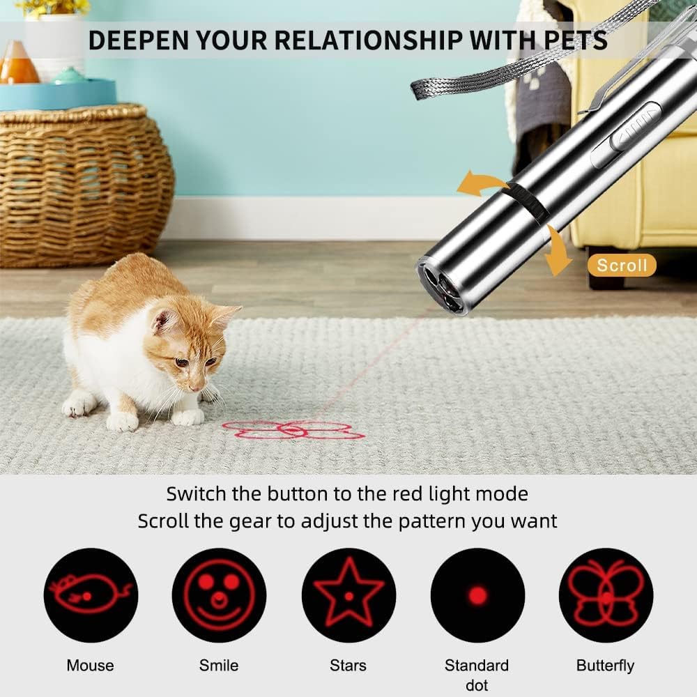Antye Laser Pointer, Cat Toys,2 Sticks,Lazer For Cats,Rechargeable, Pet Dog Red Dot Chase Light Toy For Cats Fun Playing Exercis