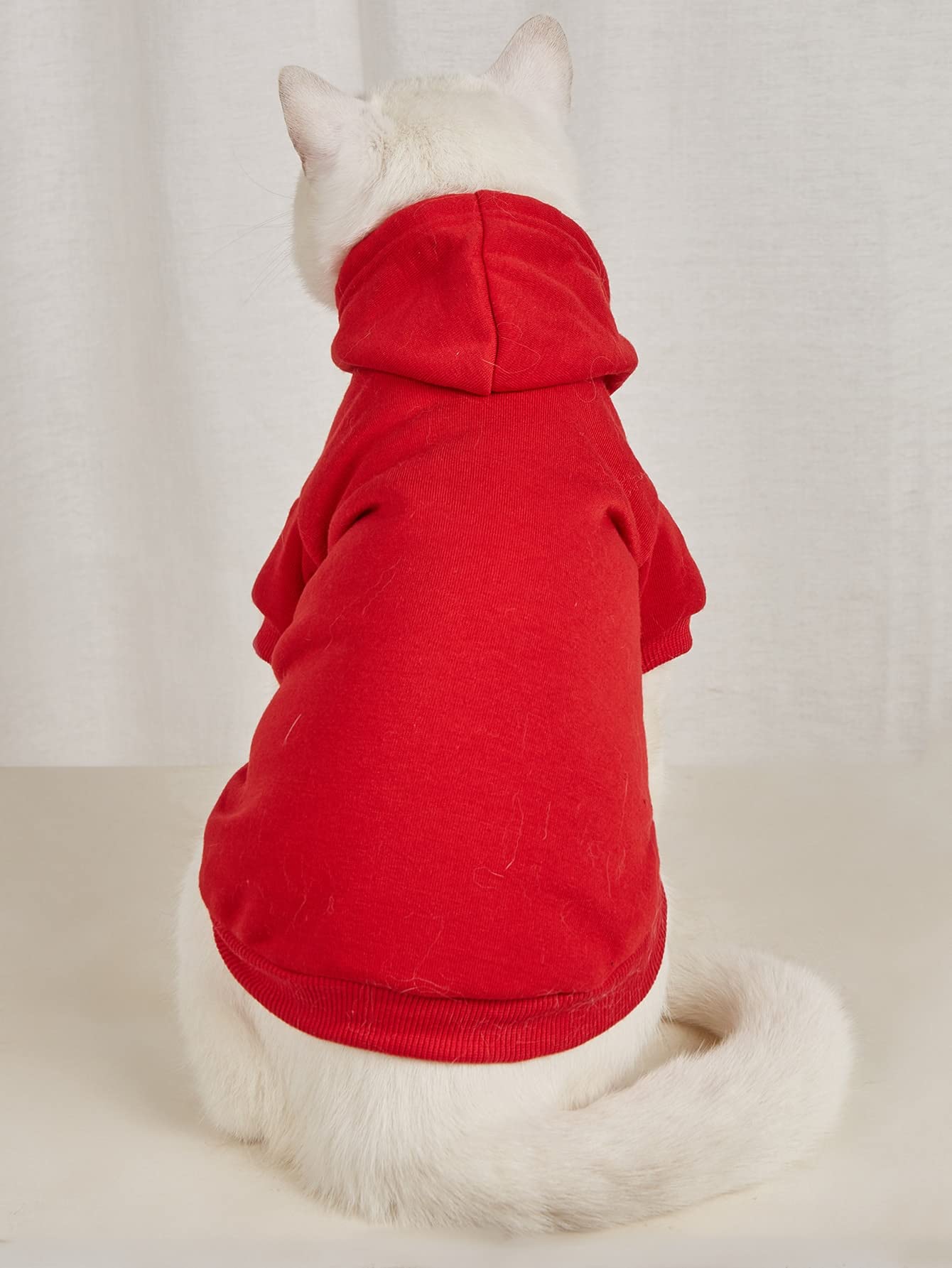 Qweee Basic Dog Hoodie, Cat Apparel, Dog Shirt, Red M