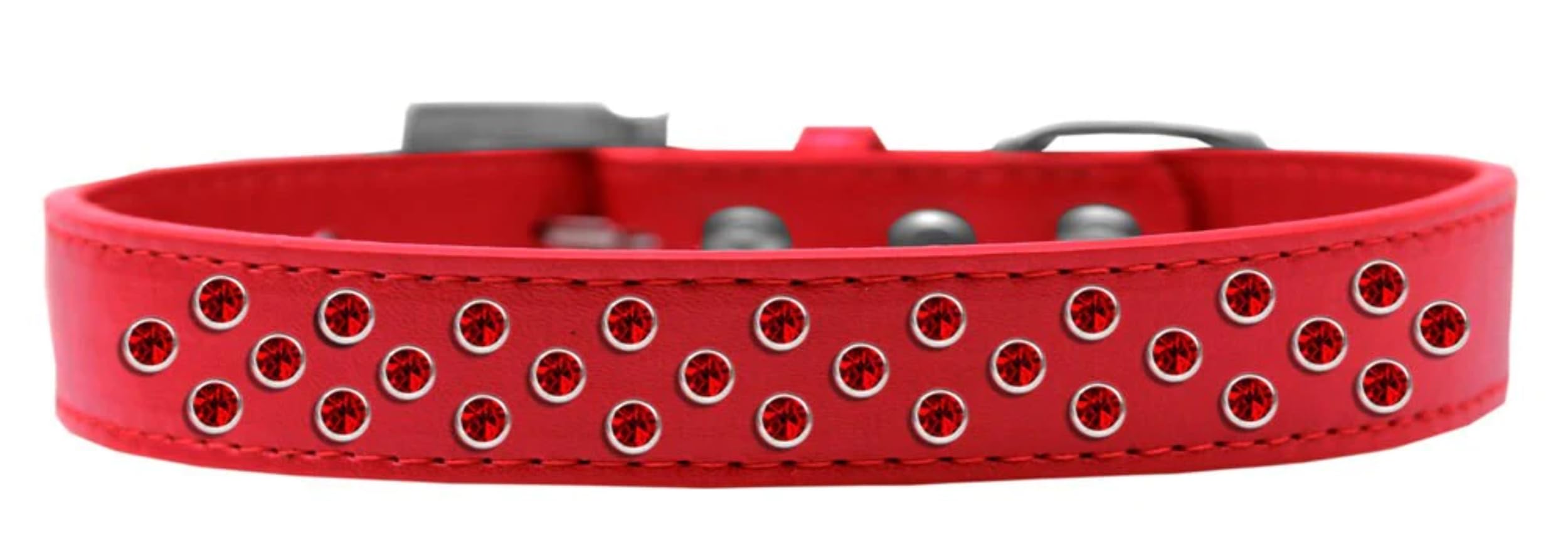 Dog, Puppy & Pet Fashion Collar, Red Crystal Rimsets Sprinkles White 18