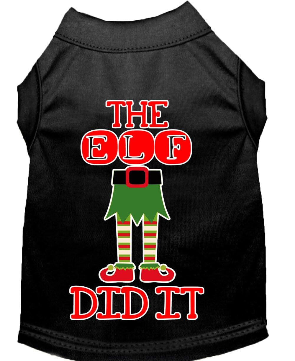Christmas Pet Dog & Cat Shirt Screen Printed, "The Elf Did It" Blue 3XL (25-35 lbs.)