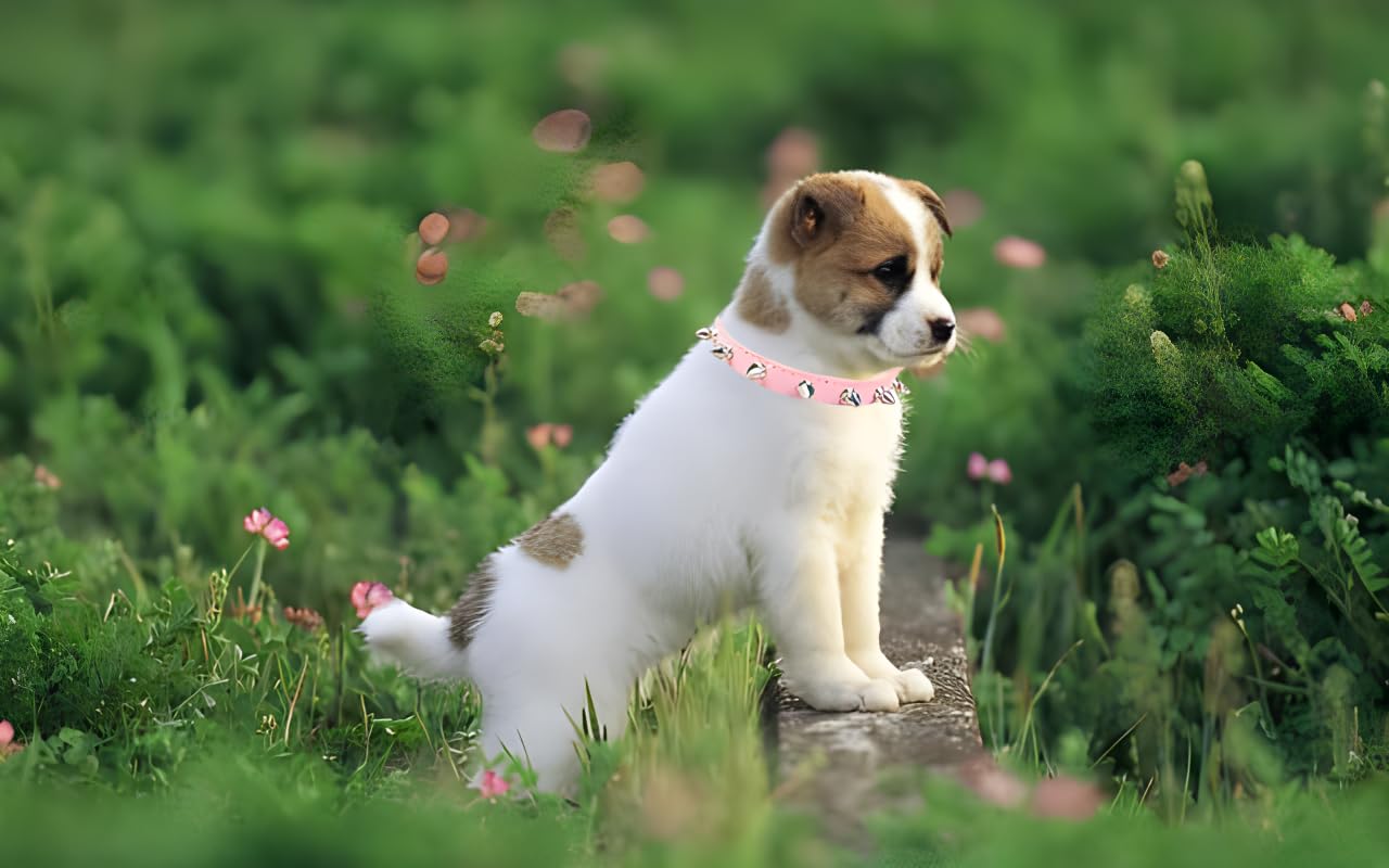 Spiked Puppy Dog Collar Soft Pu Leather Mushrooms Rivet Spike Stud Studded Cat Collars Adjustable For Girl Boy Pet Kitten Pink L