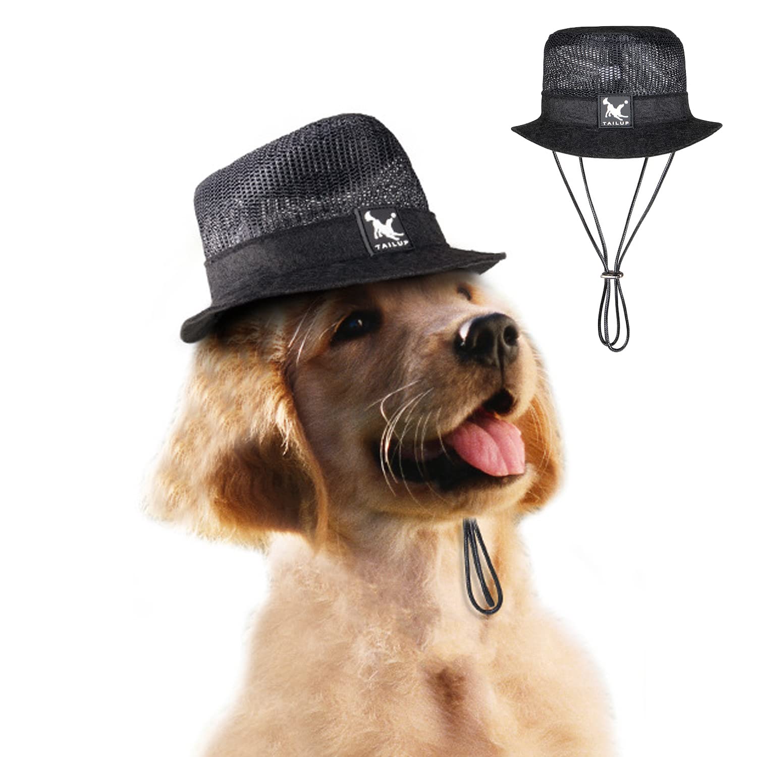 Harikaji Dog Top Hat,Pet Round Straw Hat,Dog Visor Mesh Sun Cap,Bucket Cap For Small Medium Large Dog Cats Rabbits(White,M)