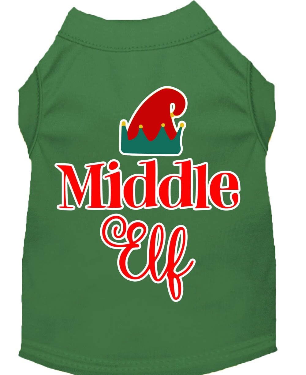 Christmas Pet Dog & Cat Shirt Screen Printed, "Middle Elf" Blue SM (3-6 lbs.)