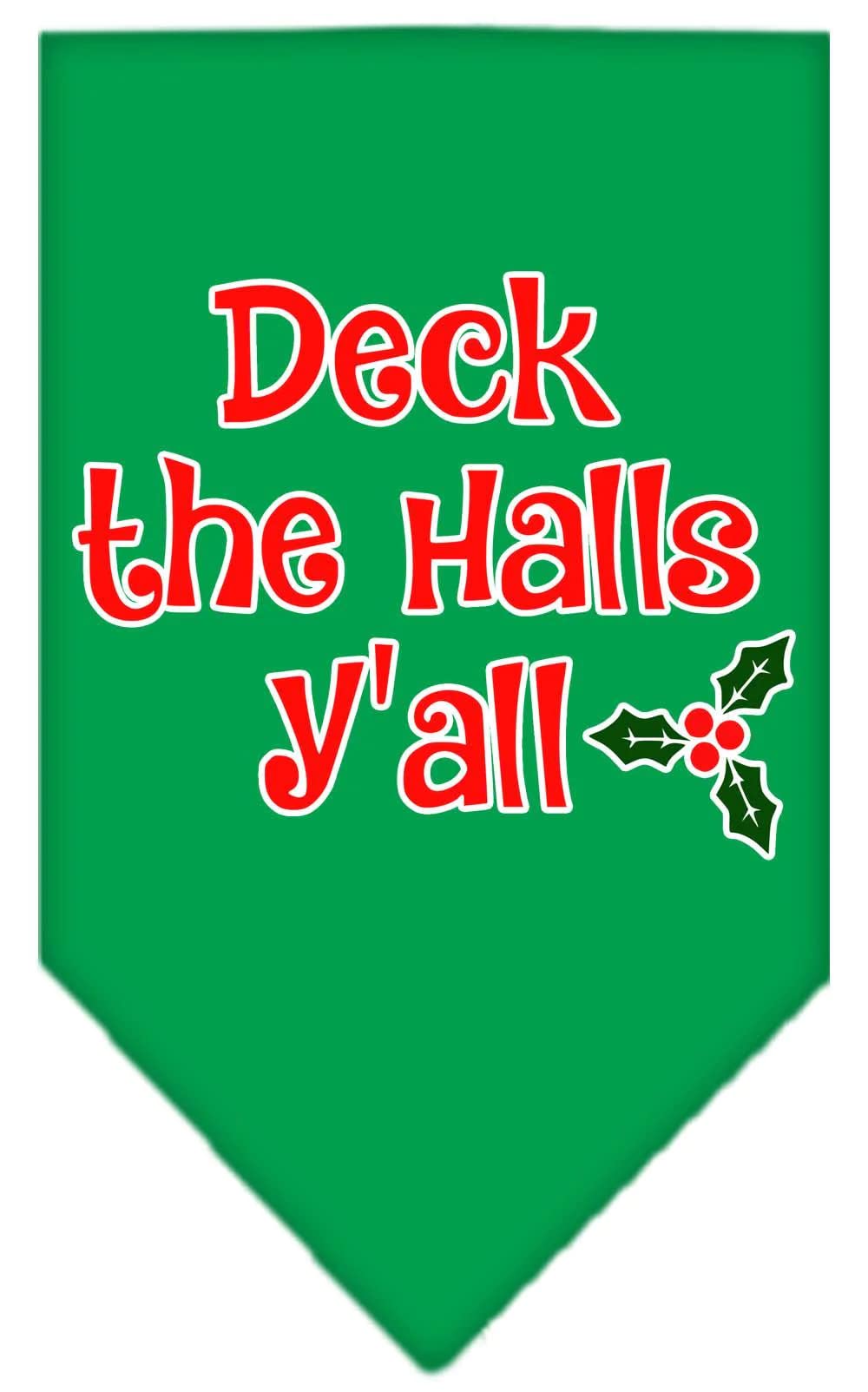 Christmas Pet and Dog Bandana Screen Printed, "Deck The Halls Y'all" Red Small