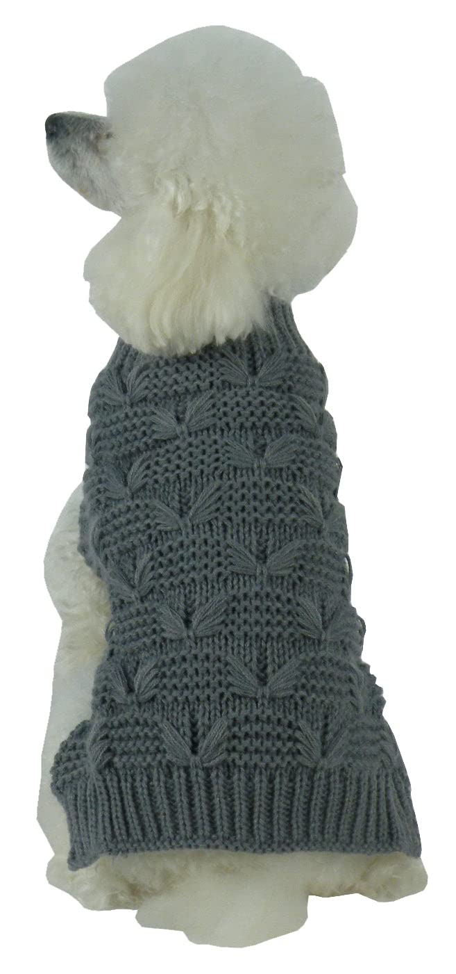 Pet Life  Butterfly Stitched Fashion Pet Sweater - Designer Heavy Cable Knitted Dog Sweater with Turtle Neck - Winter Dog Clothe
