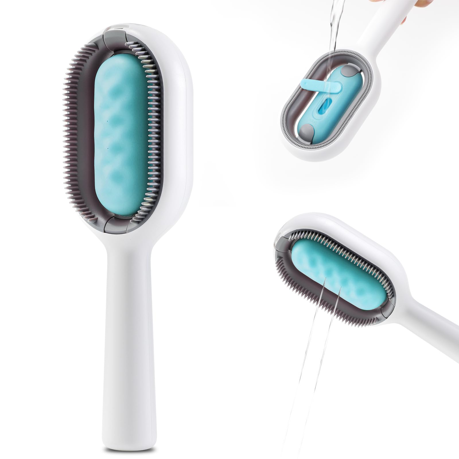 Dumpill Cat Hair Brush With Water, Sticky Brush 2.0 For Cats, 4 In 1 Cat Grooming Brush, Pet Hair Removal Comb With Water Tank, 