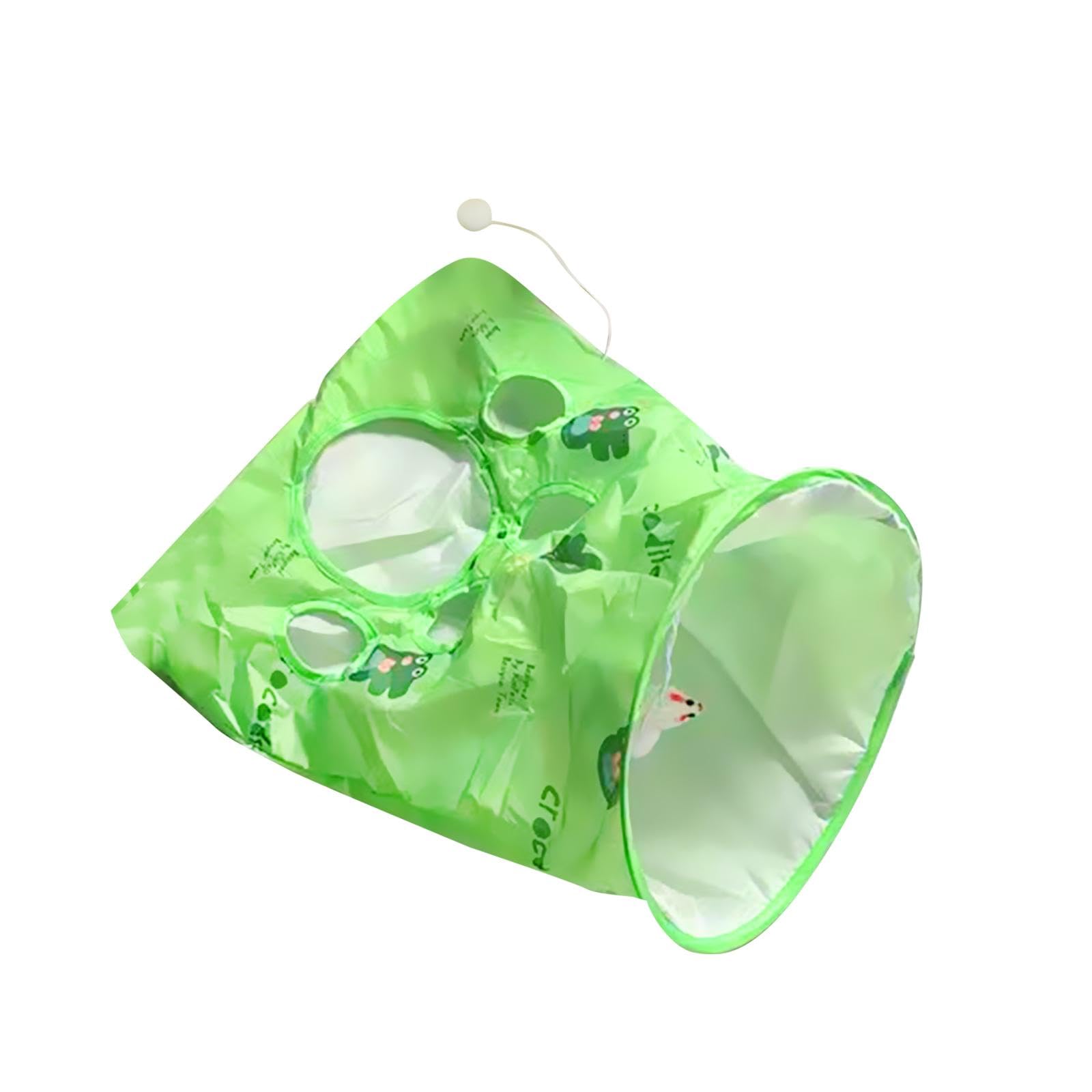 Ujeavette Cat Tunnel Bag Cat Tunnel Toy Folding Pet Tunnel For Running Activity Green