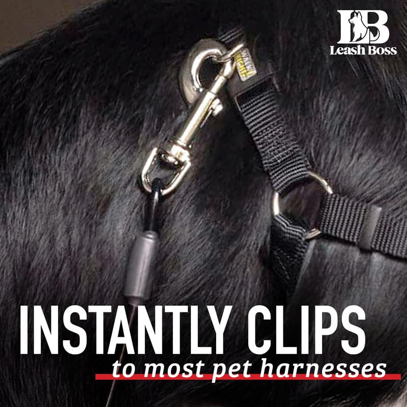 Leash Boss Dog Car Seat Belt Restraint - Heavy Duty Alloy Steel, 21" Medium, Black - No-Chew Design for Pets, Model SB-BK-21