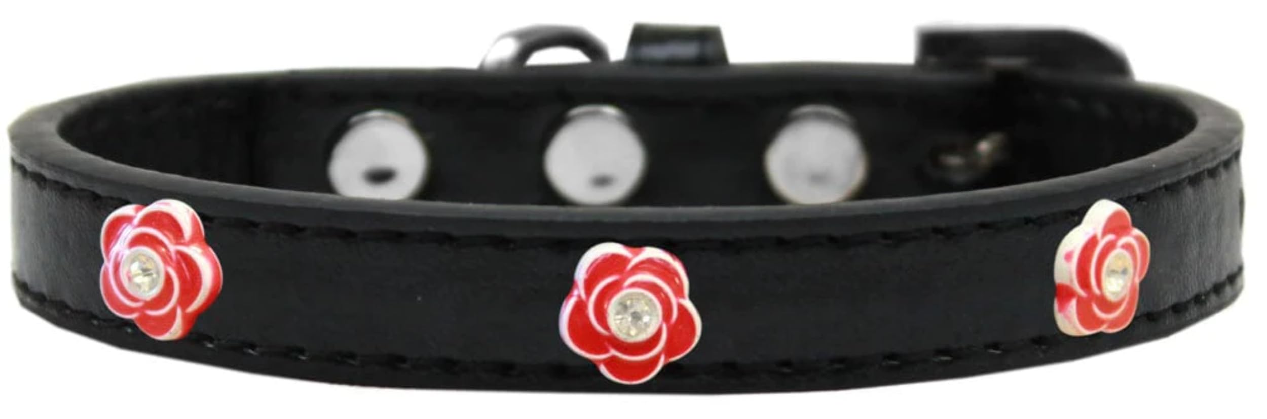 Dog, Puppy & Pet Widget Fashion Collar, Red Roses Black 20