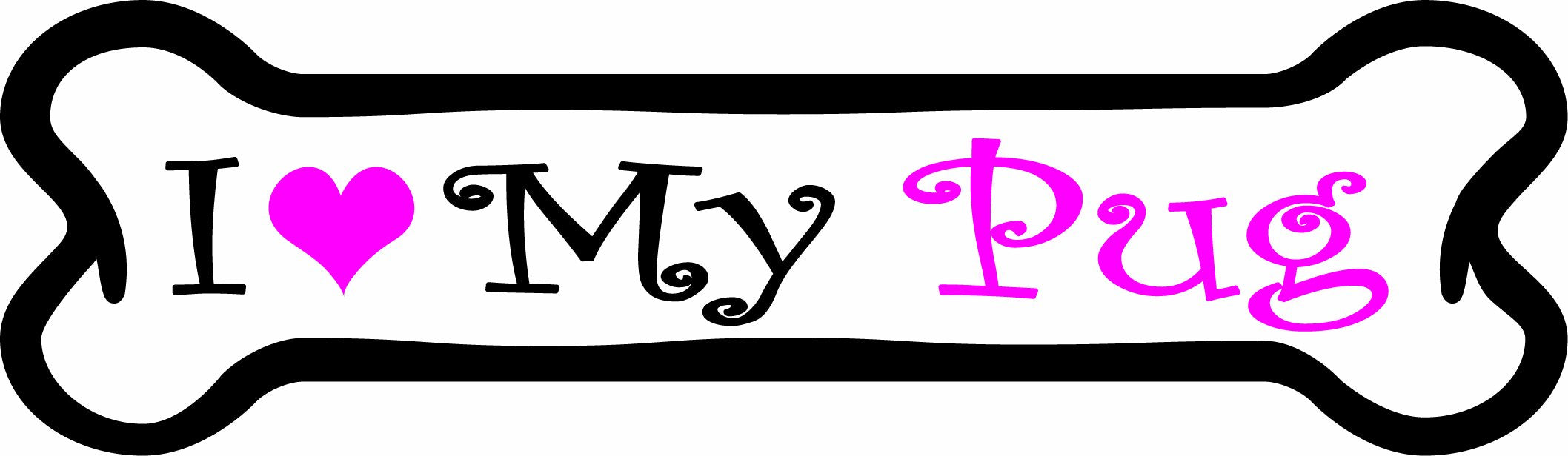 Imagine This 7-Inch by 2-1/4-Inch Car Magnet Pink Bones, I Love My Pug