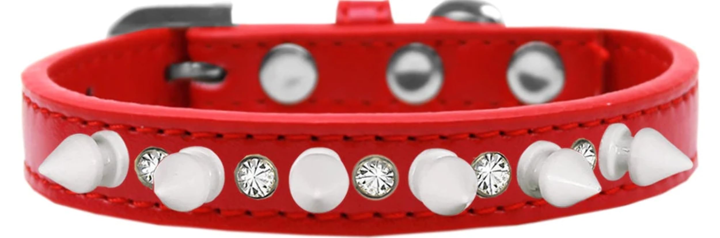 Pet and Dog Spike Collar, Clear Crystals & White Spikes? Aqua 14