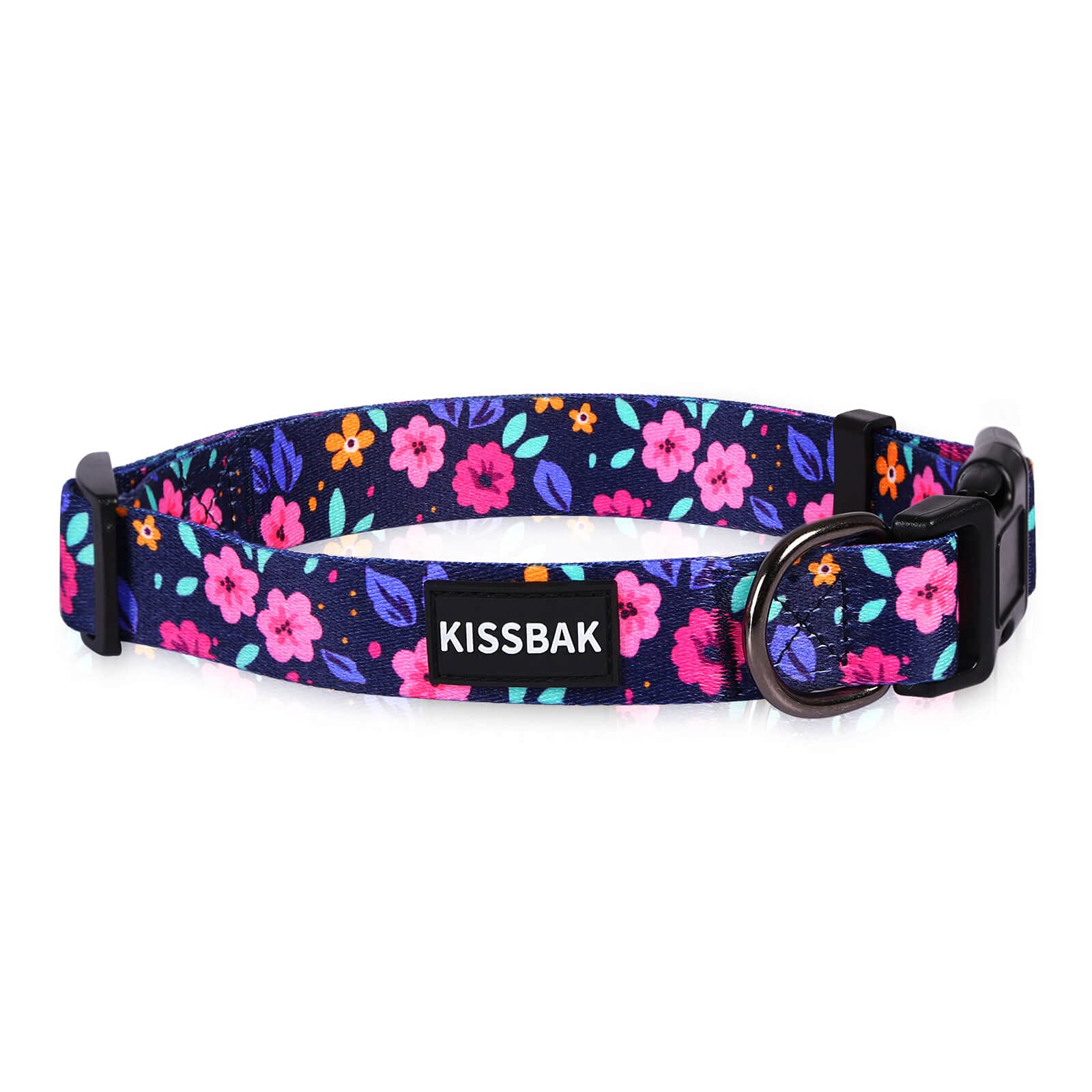 KISSBAK Dog Collar for Small Dogs, Soft Adjustable Floral Polyester, S Size, Model DCQ2101