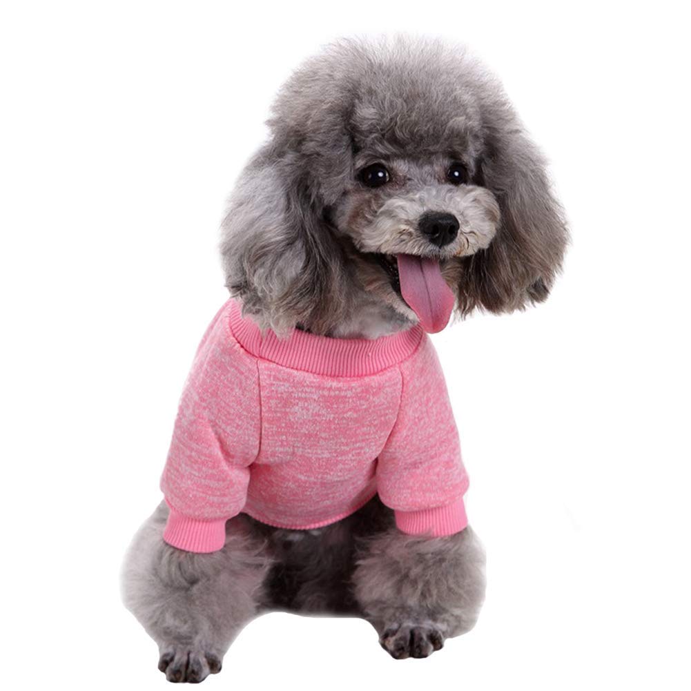 Chborless Small Dog Sweater Warm Winter Puppy Pet Coat Soft Sweater Clothes For Small Dogs Outfit (L, Pink)
