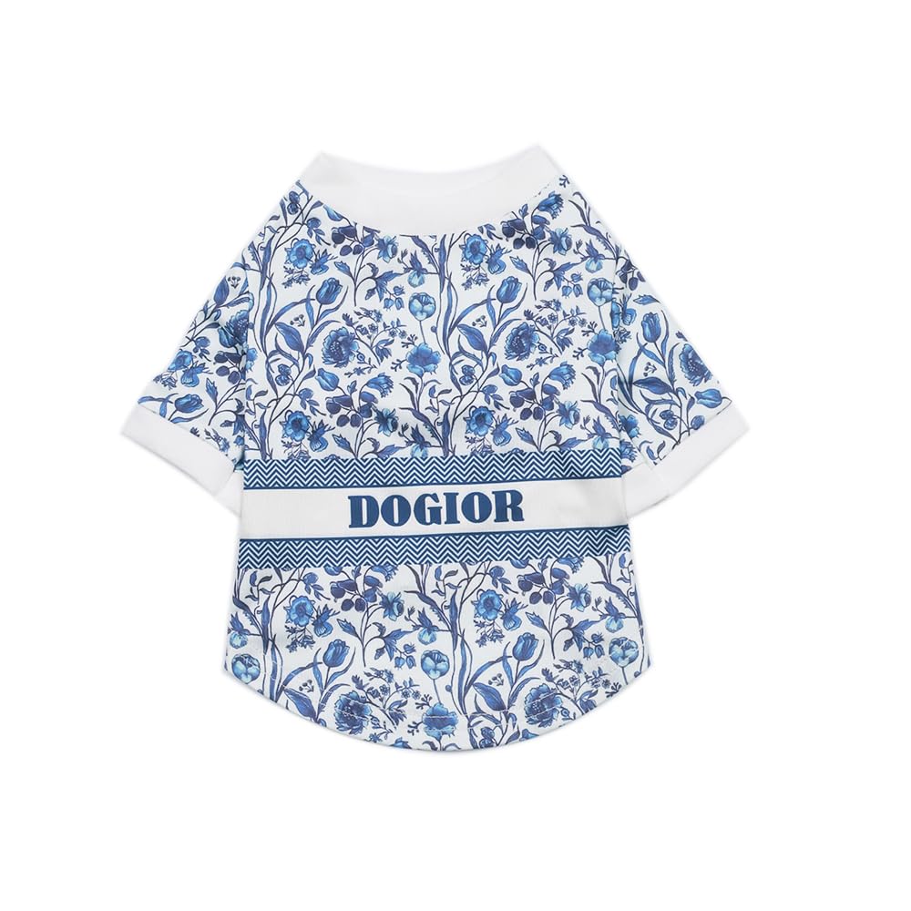 Dog T-Shirt Tee Clothes Vest Lightweight Stretchy Soft Cool Breathable Puppy (Dogiorblue, Medium)