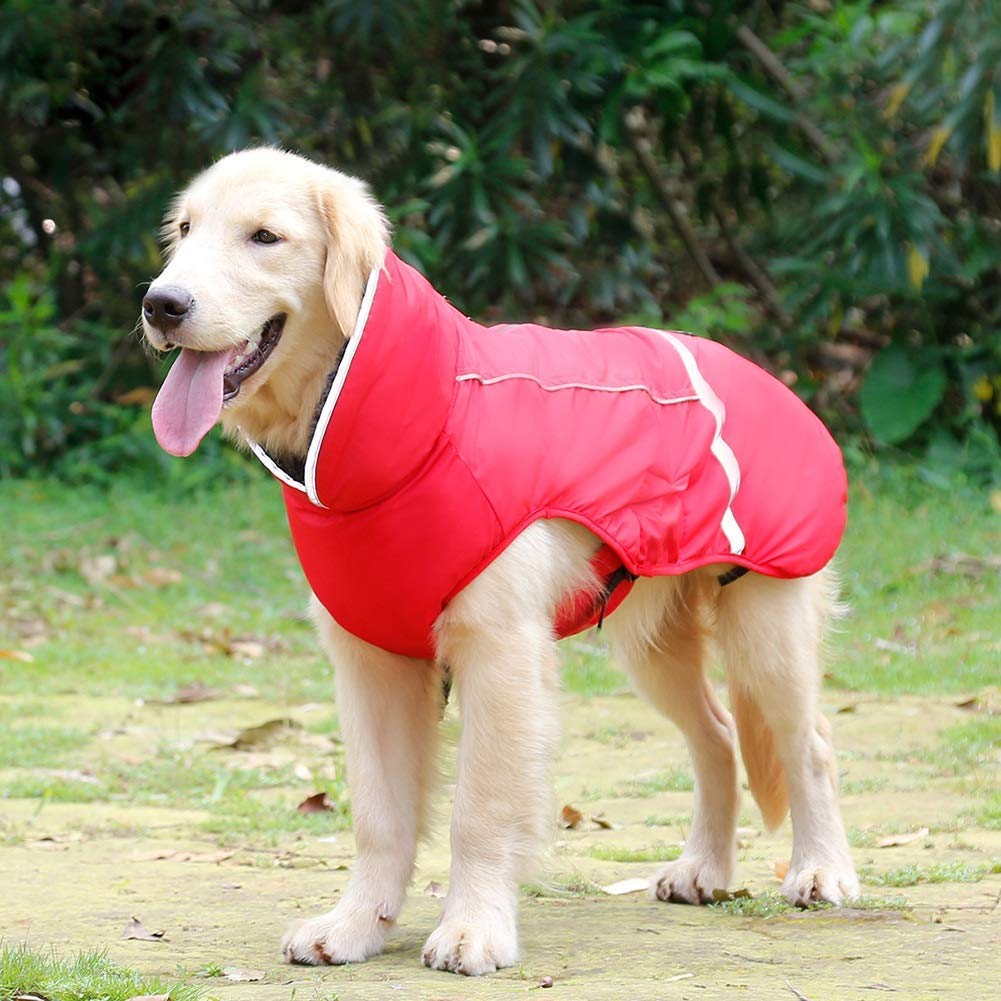 Warm Dog Coat Reflective Winter Jacket, Waterproof Windproof Dog Turtleneck Clothes for Cold Weather, Thicken Fleece Lining Pet