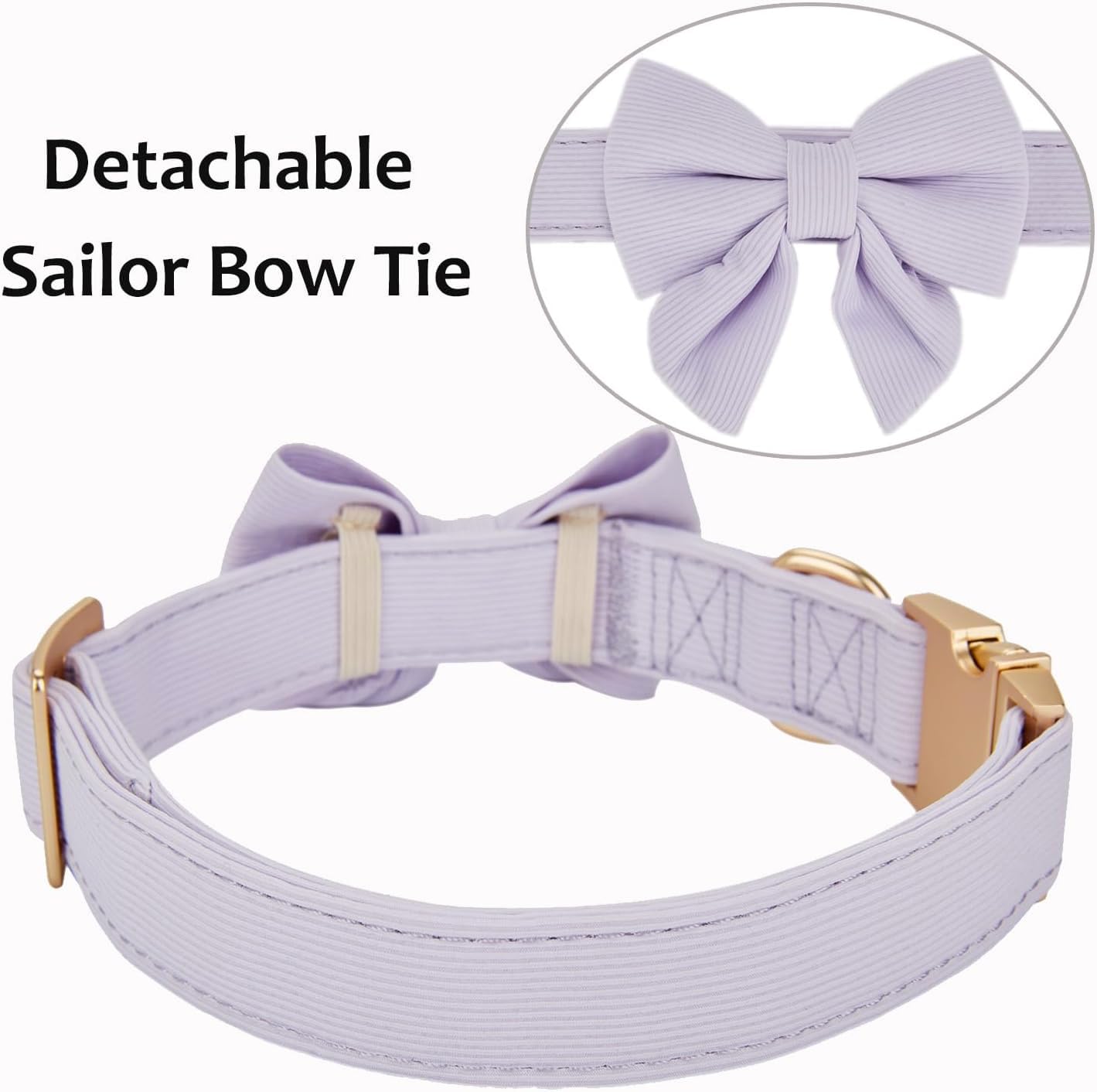 Ewinoom Bowtie Dog Collar Adjustable Soft Collars With Detachable Bow Tie And Metal Buckle For Small Medium Large Dogs,Lilac,Sma