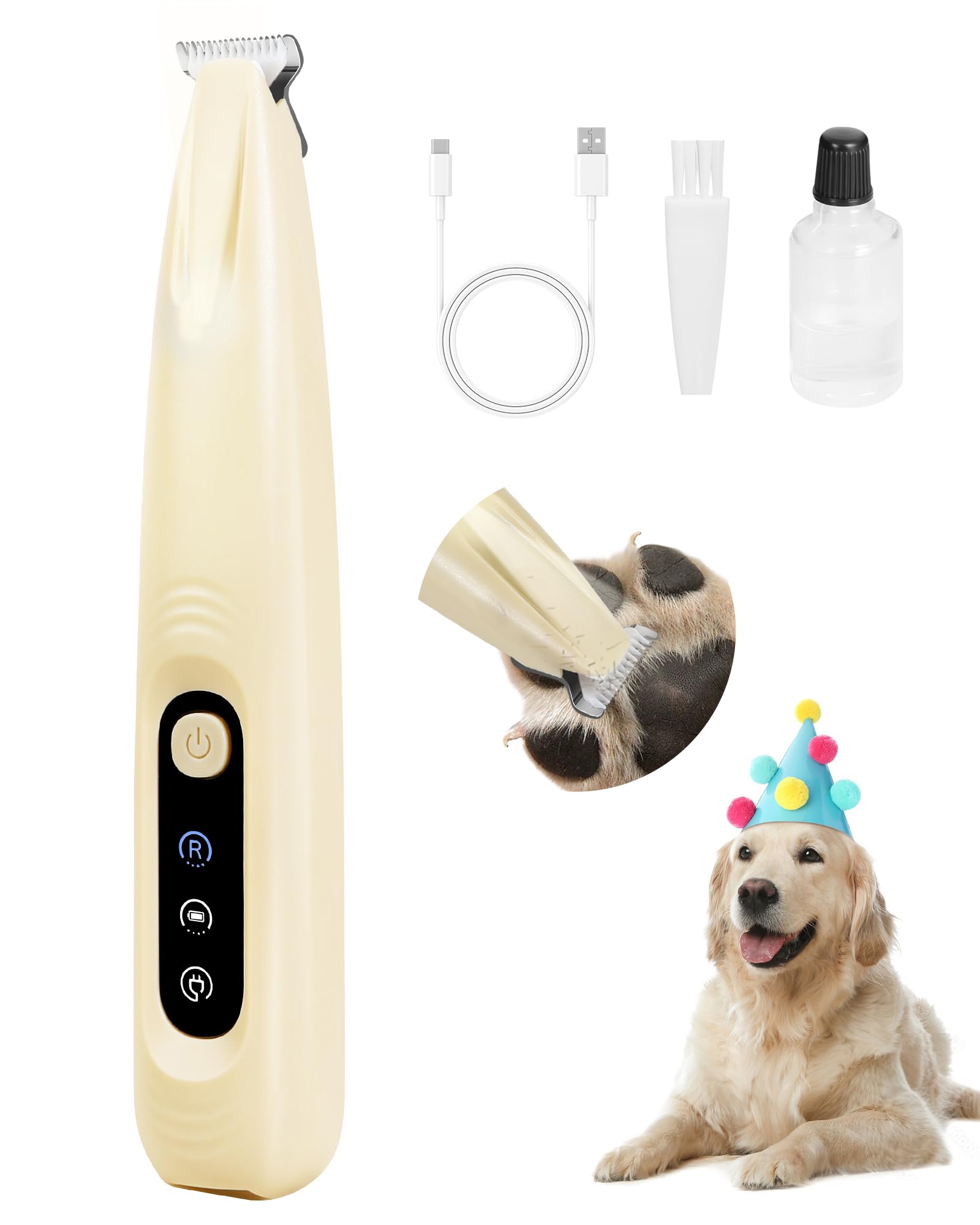 Furbona Pro Version Dog Paw Trimmer, 18Mm Wide Blade Clippers With Led Display, 35Db Low Noise, Fully Waterproof, Upgraded Type-
