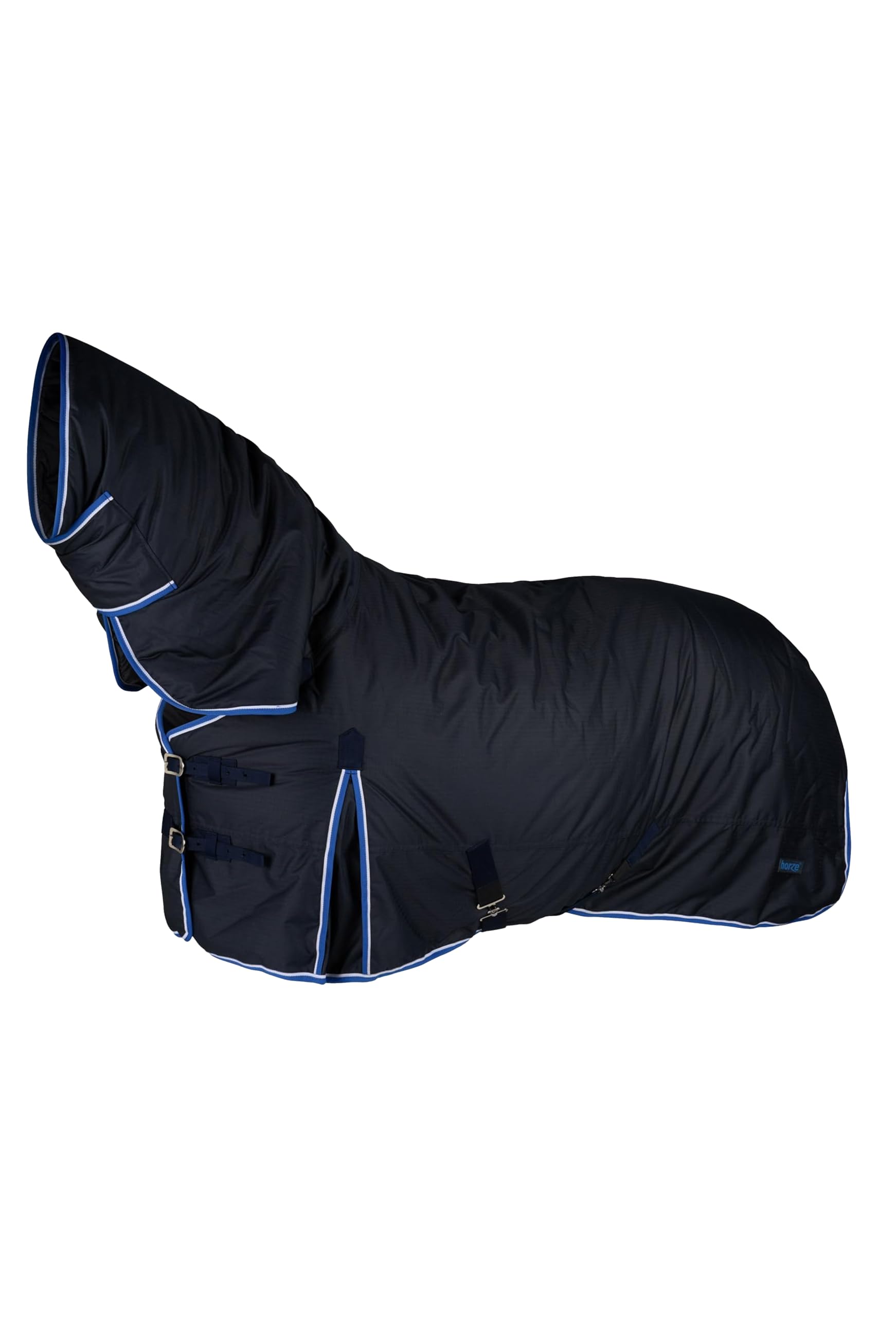 HORZE Glasgow Medium Weight Waterproof Combo Turnout Winter Horse Blanket with Neck Cover (150g Fill) - Dark Blue - 78 in