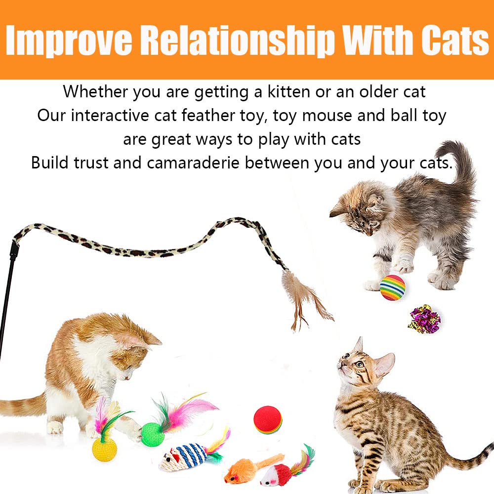 21 Pcs Cat Toys For Indoor Cats Collapsible Cat Tunnel Interactive Feather Teaser Wand Ball Toy For Kitten Cats
