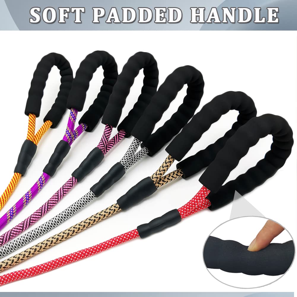Maypaw Heavy Duty Rope Dog Leash, 3/4/5/6/7/8/10/12/15 Ft Nylon Pet Training Leash, Soft Padded Handle Thick Lead Leashes For Large Medium Dogs (1/2' 6', Purple)