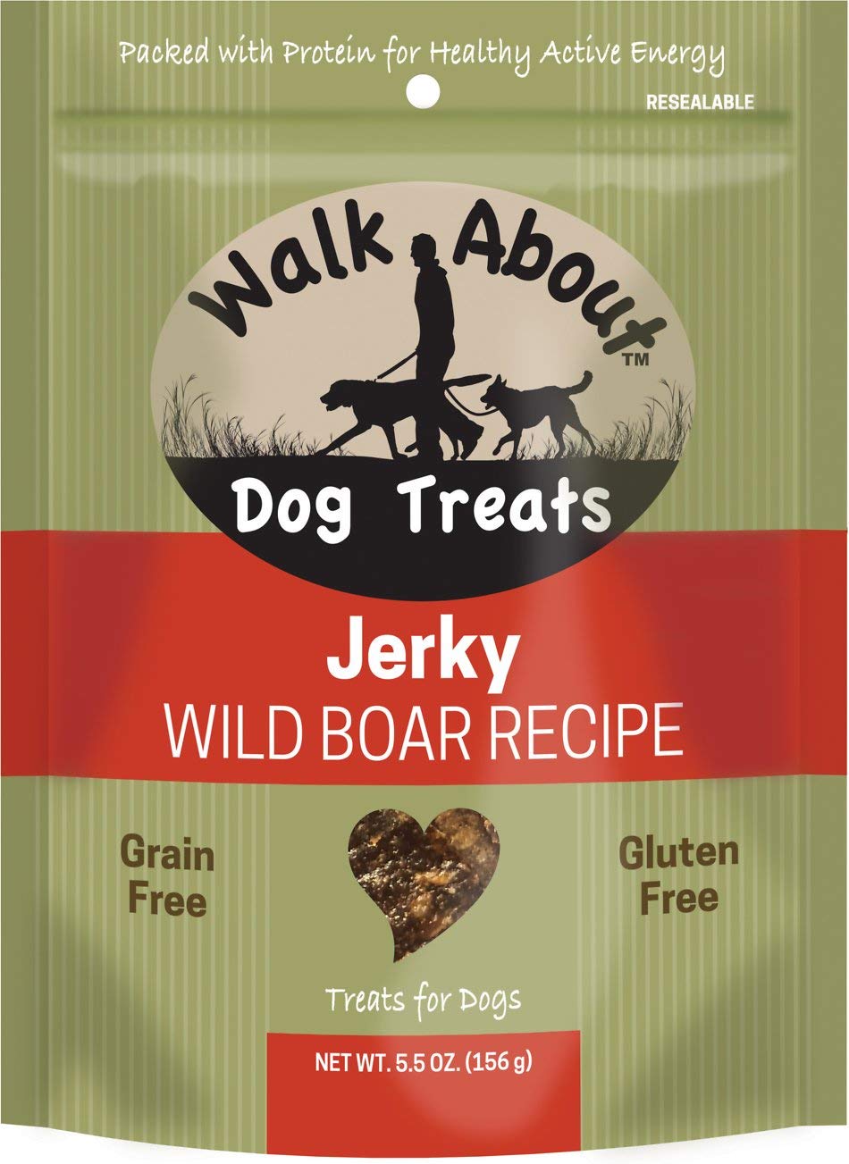 Walk About Pet, WA10004, Premium Jerky Dog Treats, Grain-Free, Gluten-Free, Single Source Protein, Wild Boar Recipe, Resealable 