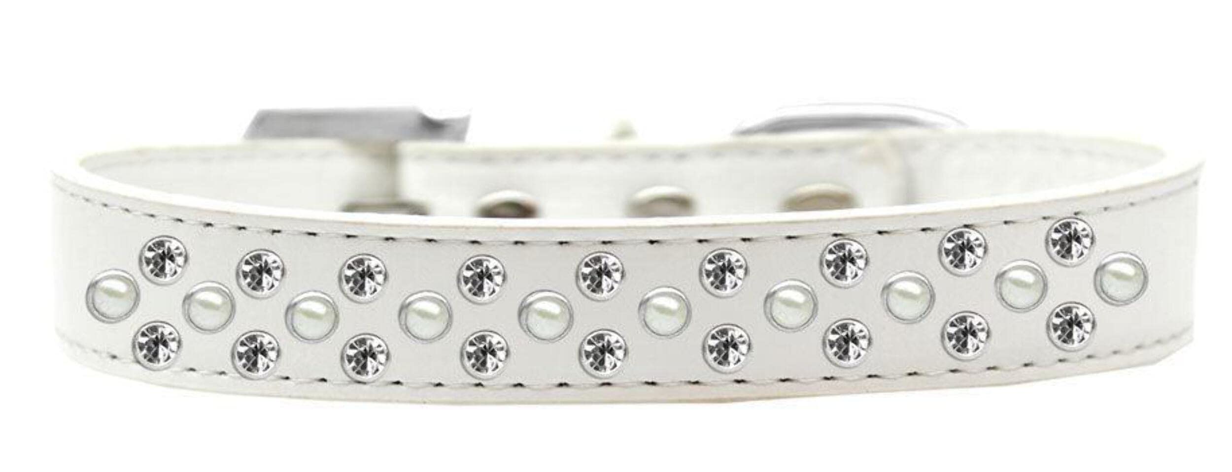 Mirage Pet Products Sprinkles Dog Collar with Pearl and Clear Crystals, Size 16, Lavender