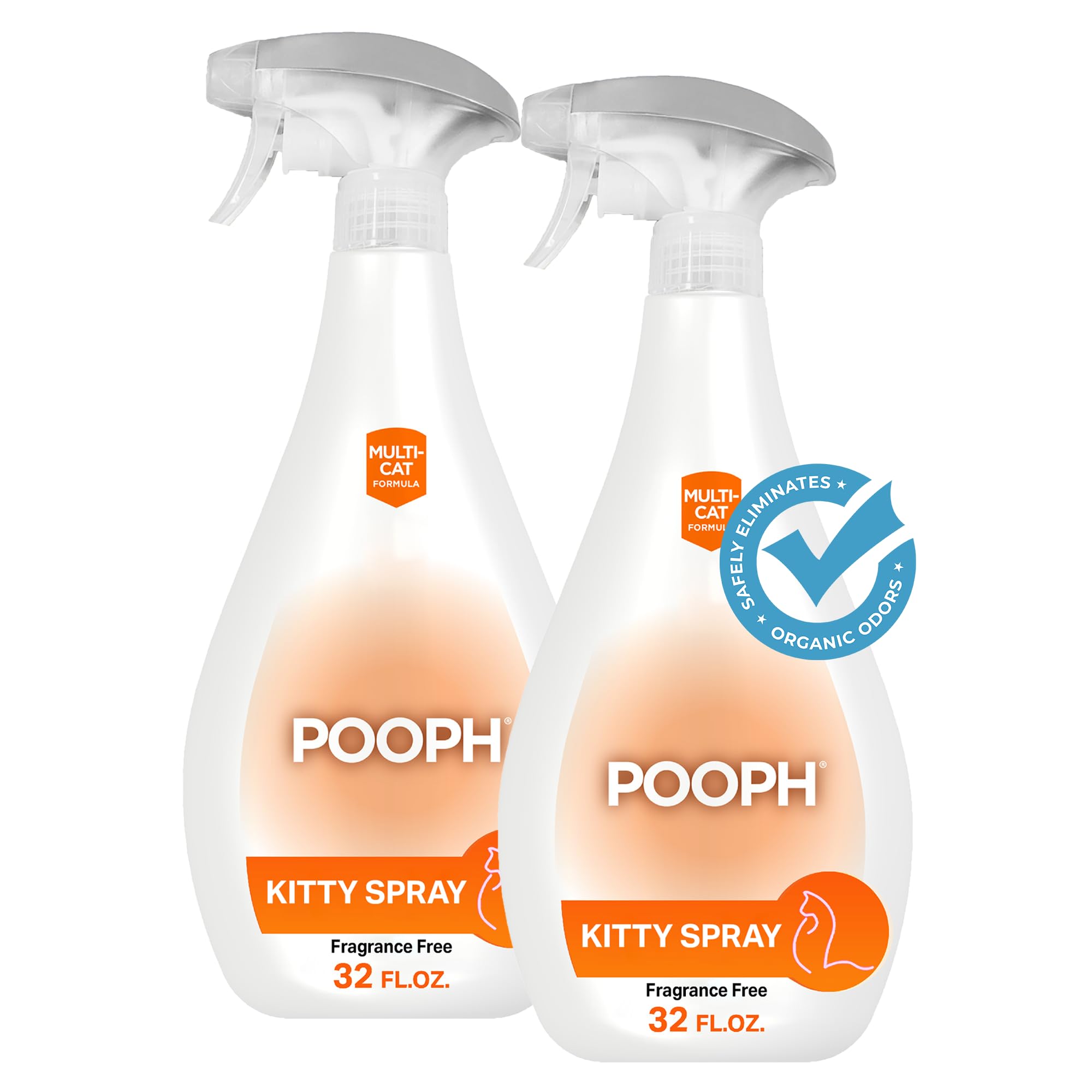 Pooph Kitty Spray - Odor Eliminator, 32Oz - Dismantles Odors On A Molecular Basis, Cats, Freshener, Eliminator, Urine, Poop, Pee, Deodorizer, Fresh, Clean, Furniture, Potty, Safe - 2 Pack