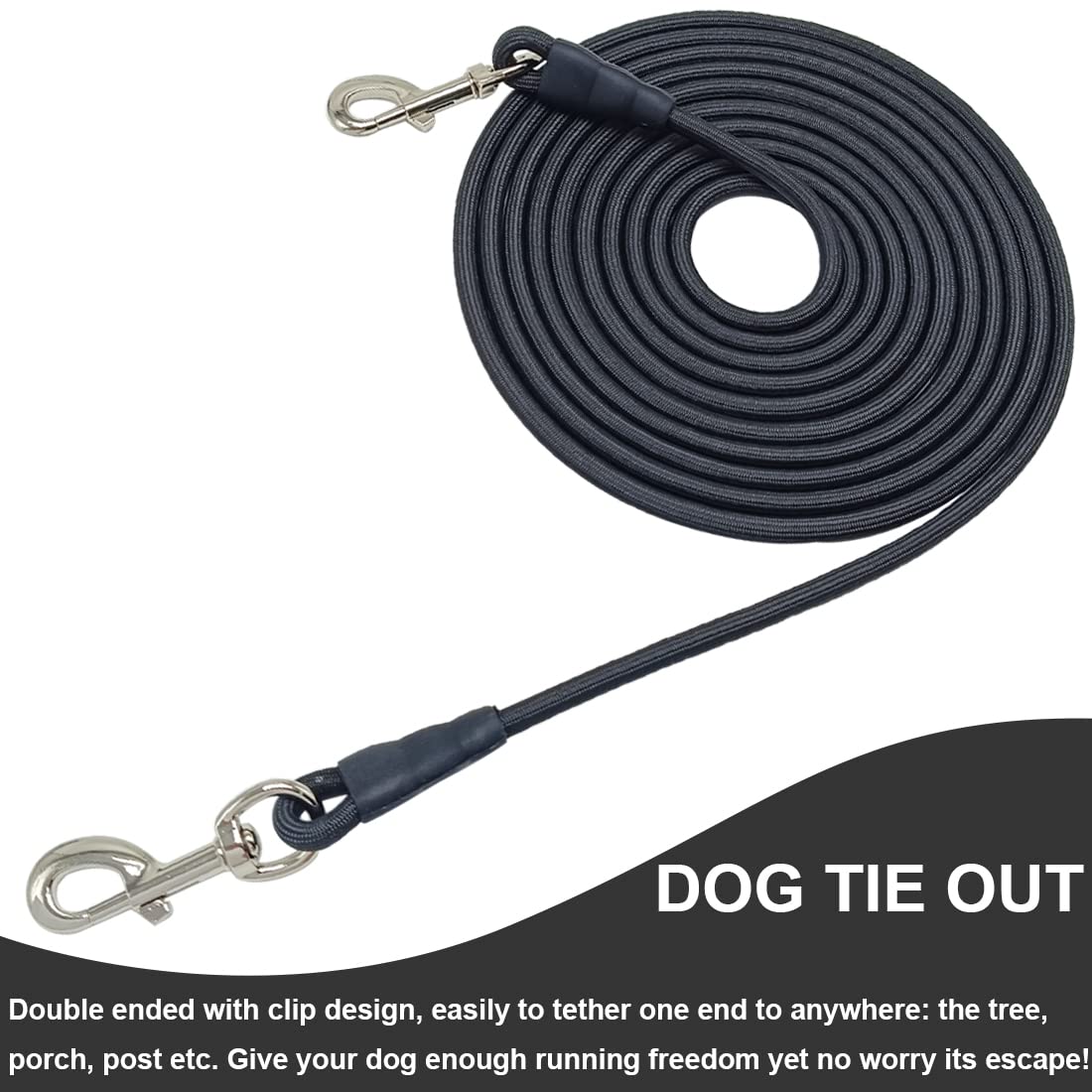 Sepxufore Dog Tie Out Rope Leash, 8-10-13-15-20-25-30-35-40-45-50Ft Dog Tether Heavy Duty Nylon Check Cord For Medium Large Dogs
