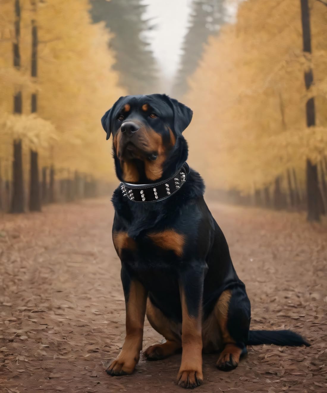 Spiked Leather Dog Collar - Premium Handmade Genuine Leather, 2.2-Inch Wide, Bold Protection And Stylish Design, Ideal For Power