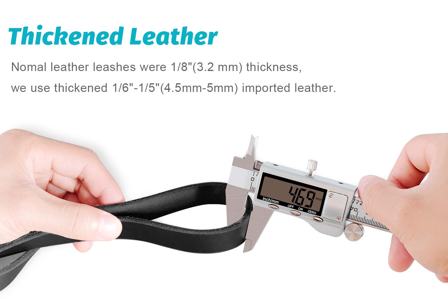 FAIRWIN Leather Dog Leash - 6ft Braided Heavy Duty for Large Medium Small Dogs, Black, Model FW004B
