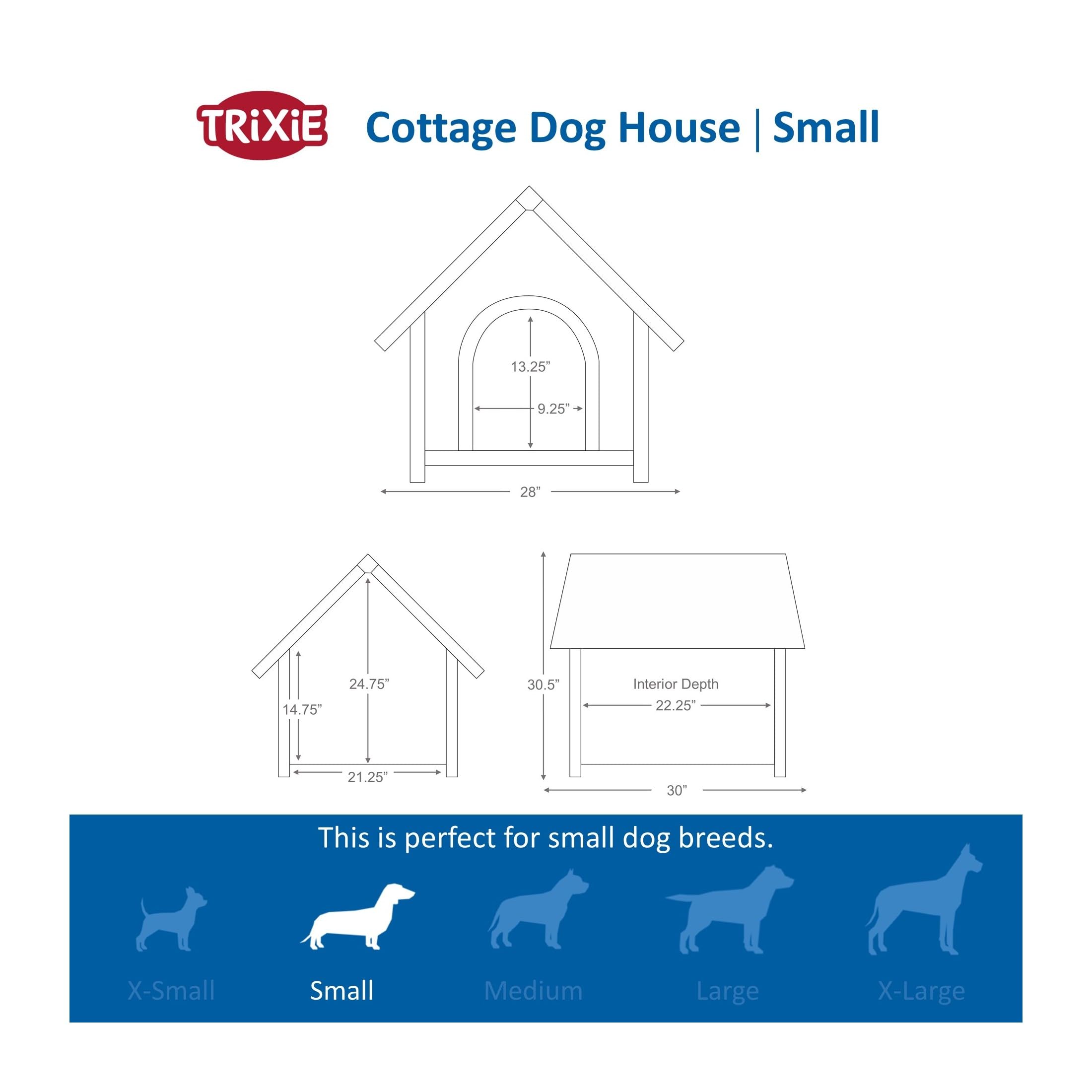 Trixie Natura Pitched Roof Dog House, 30'' L X 28'' W X 30.5'' H