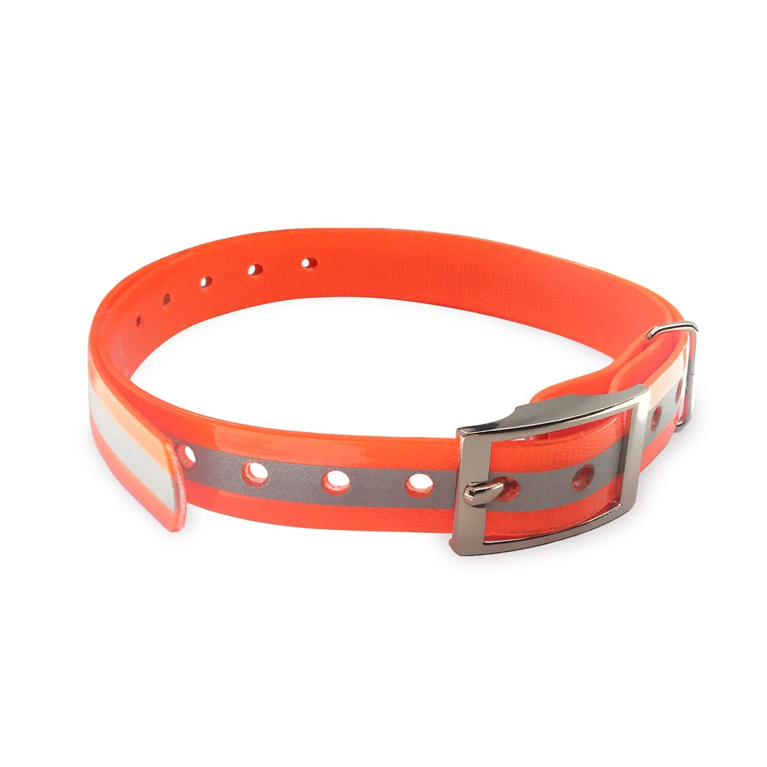 Petspy Extra Dog Collar Strap - Compatible With All Petspy Dog Training Shock Collars (Orange Reflective)