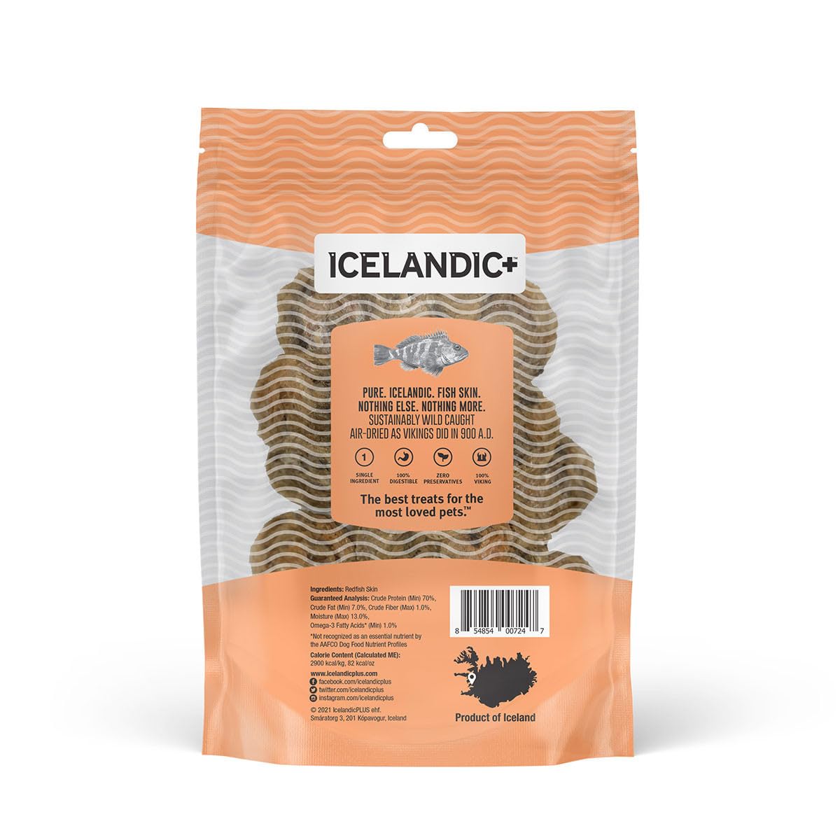 Icelandic+ Redfish Skin Rolls Dog Treat 3-oz Bag