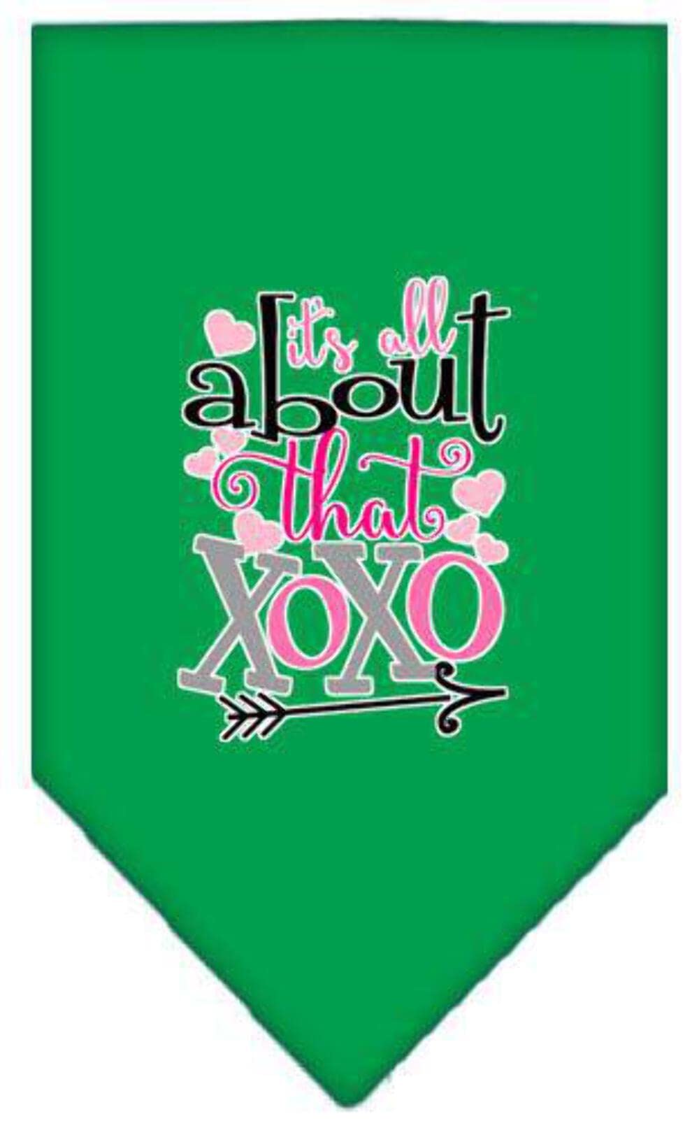 Pet and Dog Bandana Screen Printed, "It's All About That XOXO" Purple Large