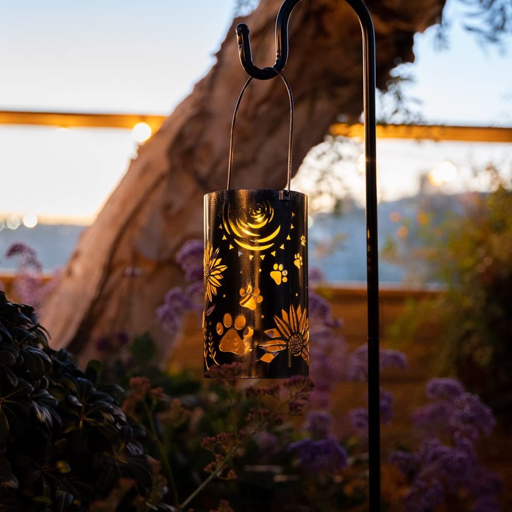 Iheartdogs Pet Memorial Gifts - Artisan Shadow Solar Lantern 'Sunflowers & Paws' - This Pet Loss Gift Feeds 7 Shelter Pets In Ho