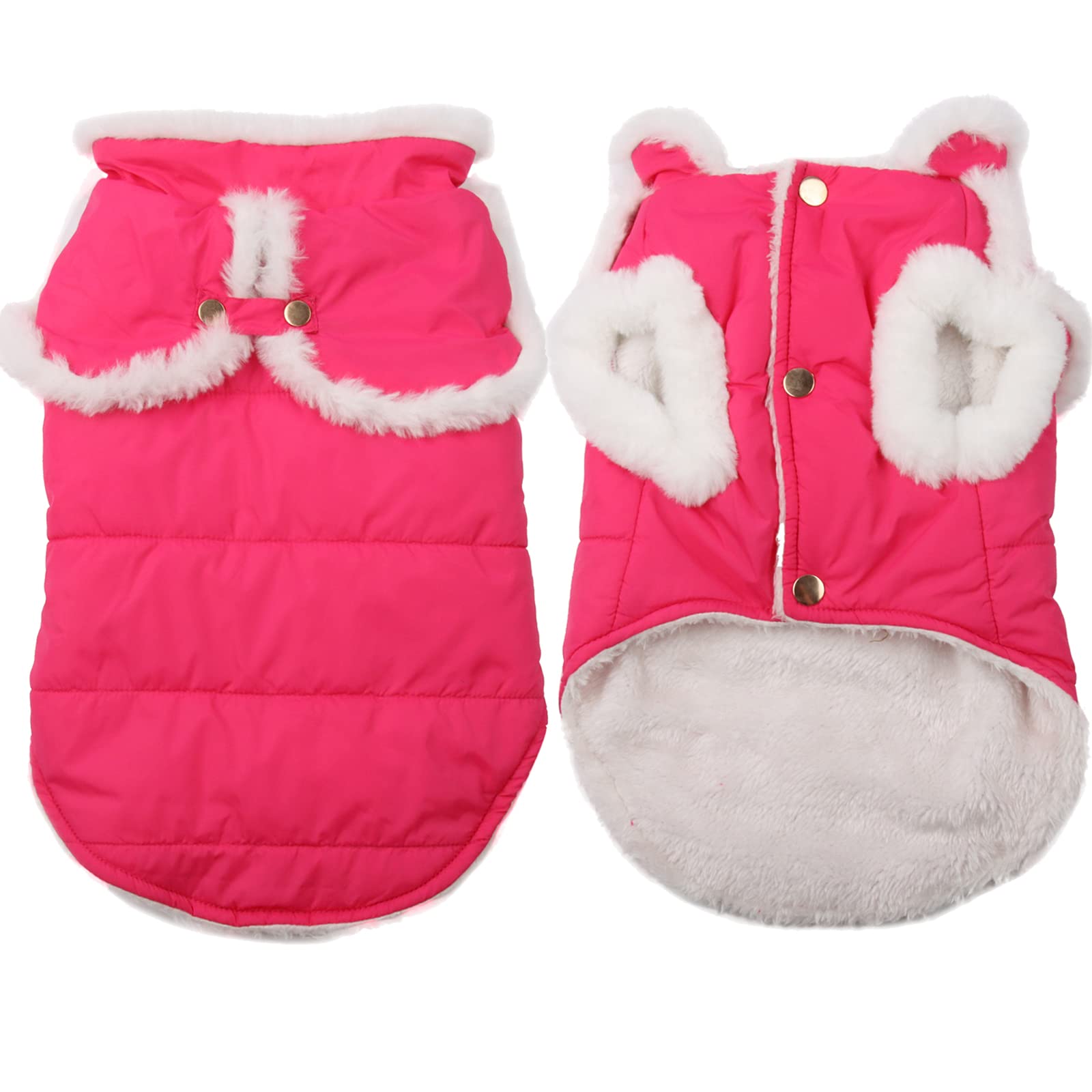 Joydaog Shawl Design Fleece Lined Warm Dog Jacket For Winter Cold Weather,Soft Windproof Medium Dog Coat,Pink Xl
