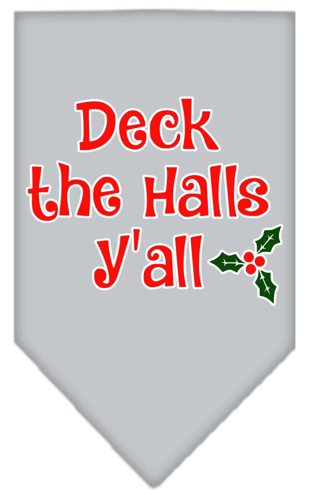 Christmas Pet and Dog Bandana Screen Printed, "Deck The Halls Y'all" Red Small