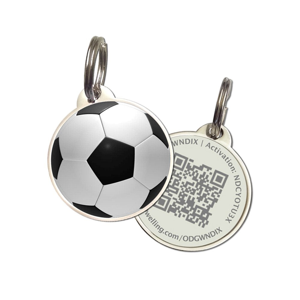 Pet Dwelling Soccer Qr Code Pet Id Tags - Dog Tags And Cat Tags: Instant Online Profile Access And Scan Location Email Alerts