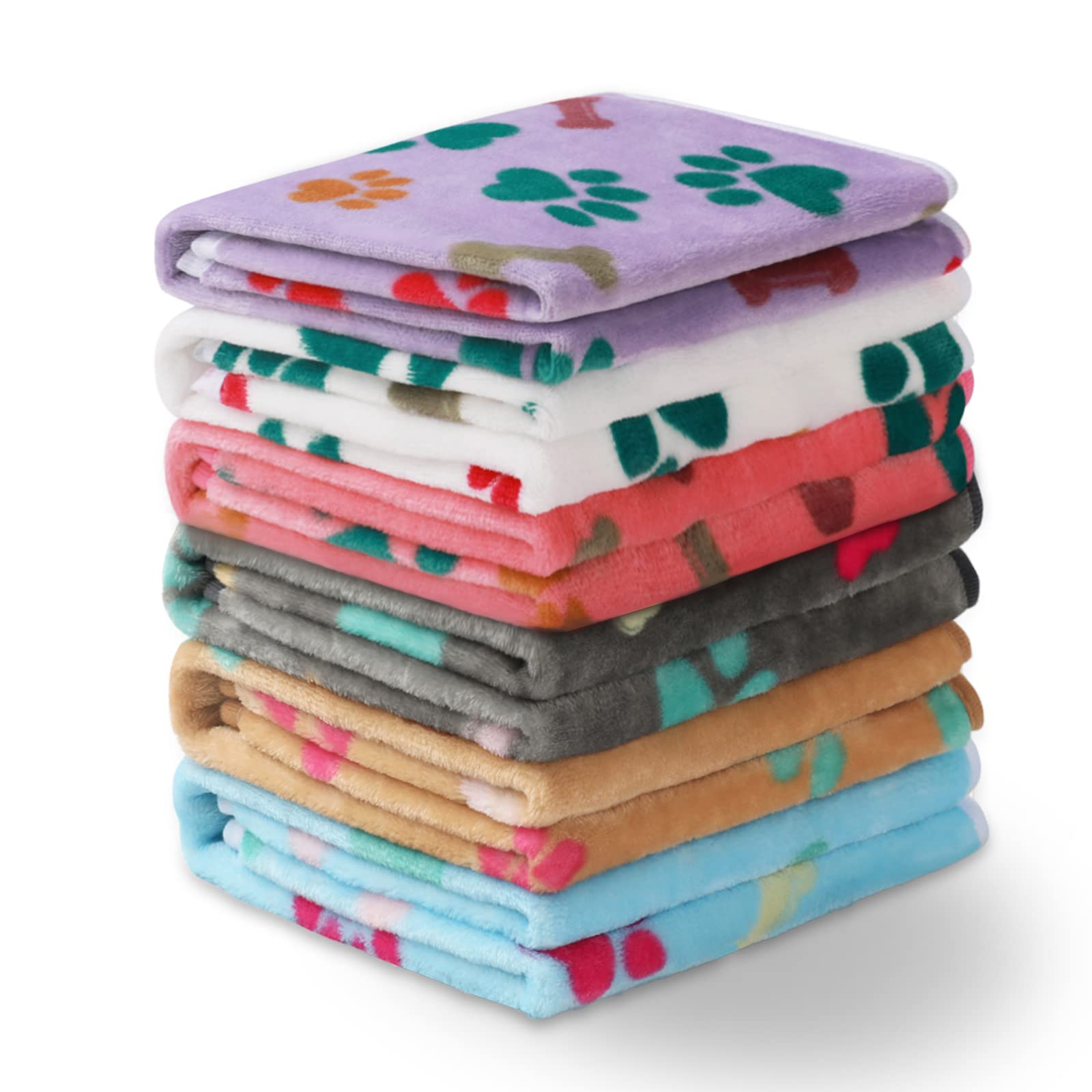Luciphia 1 Pack 6 Dog Blankets Cat Soft Fluffy Fleece Pet Blanket Warm Cute Print Design Puppy Kitten Doggy Bone Large(41''X31''